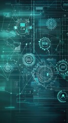 Obraz premium Abstract digital network, complex data analysis, futuristic interface, graphic design, background use