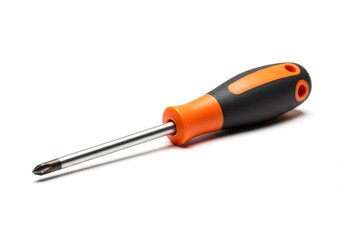 Phillips head screwdriver with ergonomic orange and black grip, metallic shaft