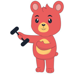 Cute Bear Cartoon Character Isolated on White Background. Vector Illustration.