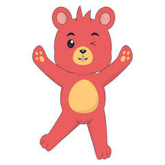 Cute Bear Cartoon Character Isolated on White Background. Vector Illustration.