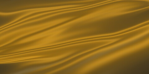 Flowing silky texture. Deep mustard yellow tones. Subtle sheen. Smooth surface. Resembles satin fabric folds. Luxurious feel. Elegant drape. Abstract design.