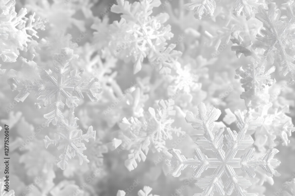 Poster seamless intricate snowflakes with detailed patterns on a white background.