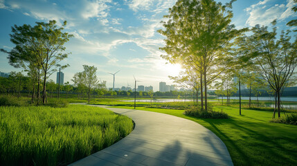 Obraz premium A scenic road through nature in different landscapes