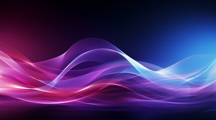 Naklejka premium Abstract Purple Blue Glowing Waves Dark Background Digital Art