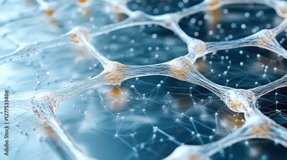 Poster futuristic nano engineering project showcasing intricate network structures