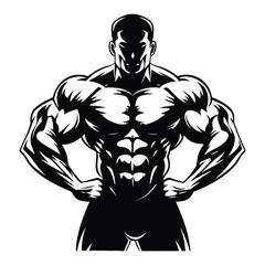 Fototapeta premium Stylized bodybuilder showing off his muscular physique in a confident pose with a powerful design
