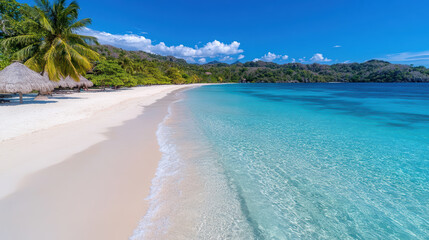 stunning tropical beach with soft white sand and clear blue water