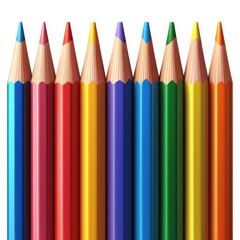 Fototapeta premium Vibrant Colored Pencils Close up Art Supplies Rainbow Hues Creative Tools Back to School Education