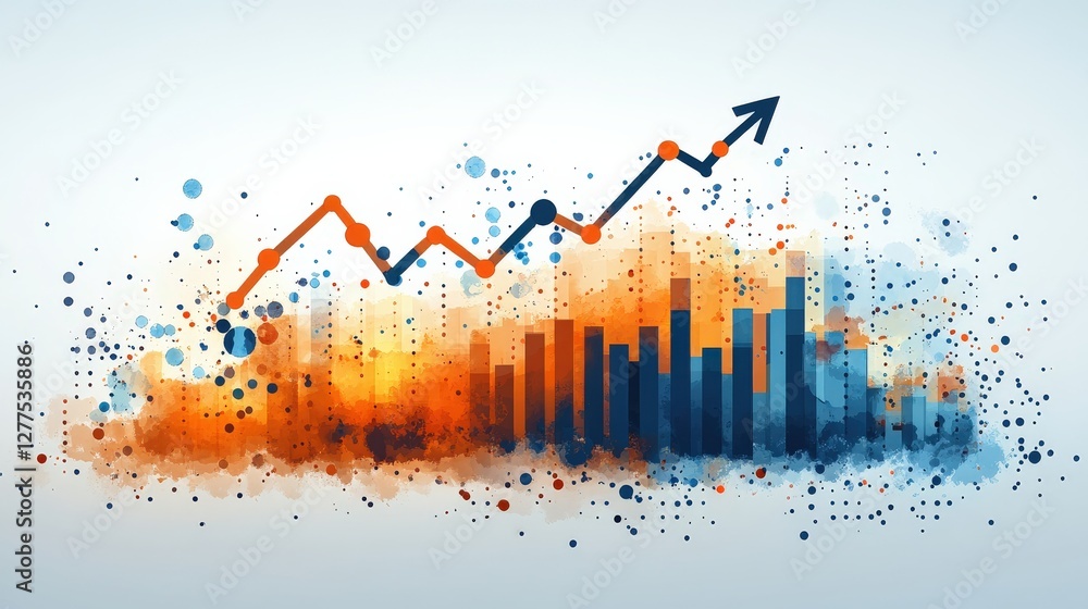 Aufkleber abstract representation of financial growth with colorful bars and lines on a gradient background