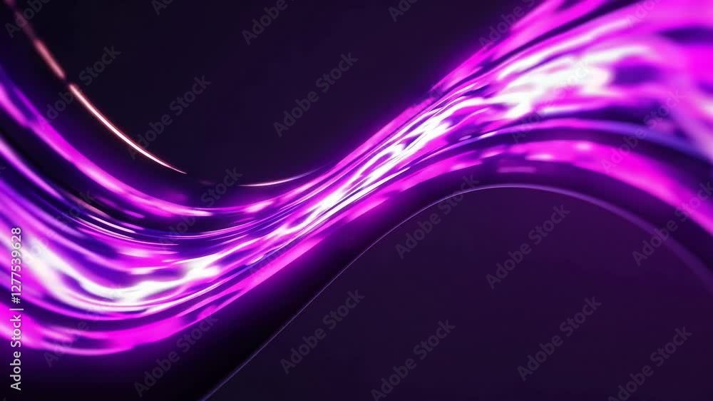 Aufkleber abstract purple wave light pattern with glowing neon effect on dark background. modern digital art a
