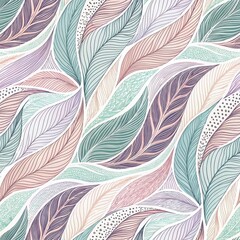 Vibrant leaf patterns nature inspired digital art decorative background close-up view modern aesthetics