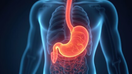 3D Illustration X-RAY of Human Stomach Anatomy