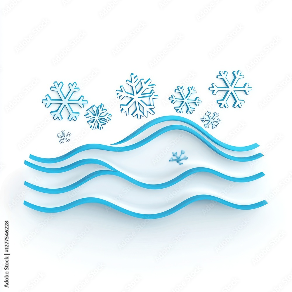 Poster 3d line icon representing winter snow symbolizing cold, snowy weather patterns.