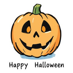 Illustration of a Carved Halloween Pumpkin Isolated on White Background.