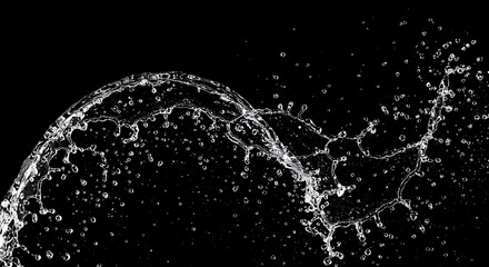 Obraz premium Water splashes isolated on black background