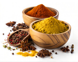 Exotic Organic Spices, Vegetables & Fruits &ndash; Natural Food Flat Lay from South Asia.