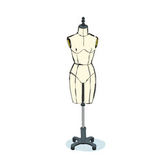 Illustration of Mannequin Representing Fashion Industry Isolated on White Background.