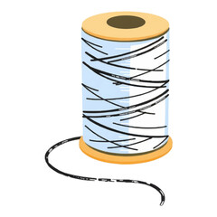 Illustration of Thread Representing Fashion Industry Isolated on White Background.