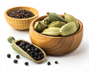 Exotic Organic Spices, Vegetables & Fruits &ndash; Natural Food Flat Lay from South Asia.