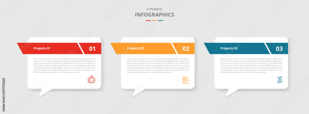 Fototapete 3 points template comparison concept for infographic with callout discussion box with sharp header w