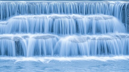 Fototapeta premium Cascading waterfall, tranquil water feature, natural beauty, serene