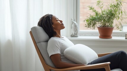 Chronic back pain relief using a memory foam cushion in a chair. Featuring support and comfort