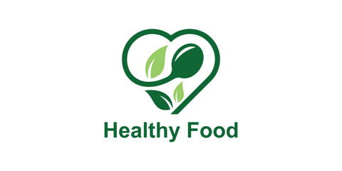 logo design combination of love and spoon fork, logo for healthy food, organic, herbal, symbol, icon, idea, creative.