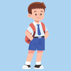 Flat Junior High School Illustration