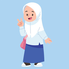 Flat Junior High School Illustration