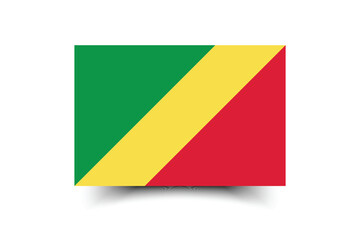 Congo flag. Flag of Congo. The official ratio. Flag icon. Standard color. Standard size. A rectangular flag. Computer illustration. Digital illustration. Vector illustration.
