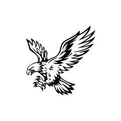 Fototapeta premium Powerful eagle soaring through the sky with wide wings spread in a dynamic and bold style