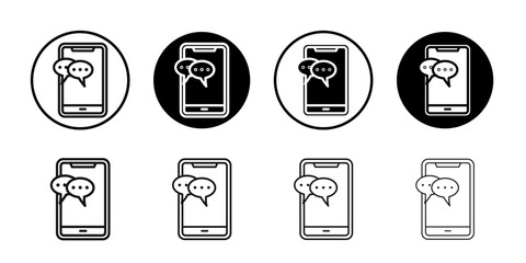 Chatting message on mobile phone icon line art vector