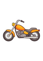 Obraz premium Cartoon motorcycle with a classic design, featuring bold orange color and stylish details