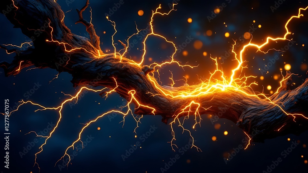Poster awe-inspiring display of a volcanic eruption with its explosive eruption column cascading lava flows