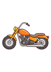 Fototapeta premium Cartoon motorcycle with a classic design, featuring bold orange color and stylish details