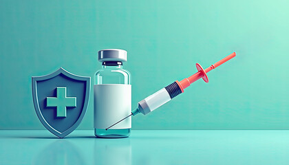 Flu Vaccine Vial and Syringe Illustration