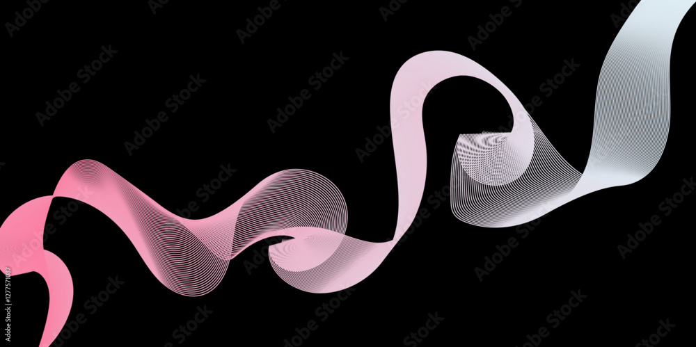 Aufkleber abstract black background with colorful line. modern template abstract design flowing particles digi