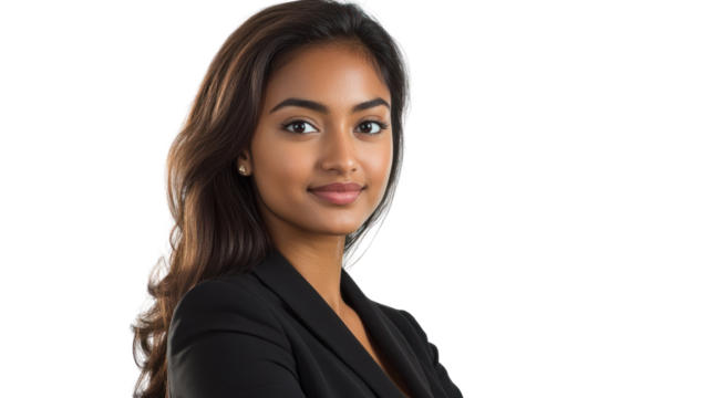 A confident businesswoman, representing professionalism and success. Her poise and attire reflect modern corporate culture and ambition.