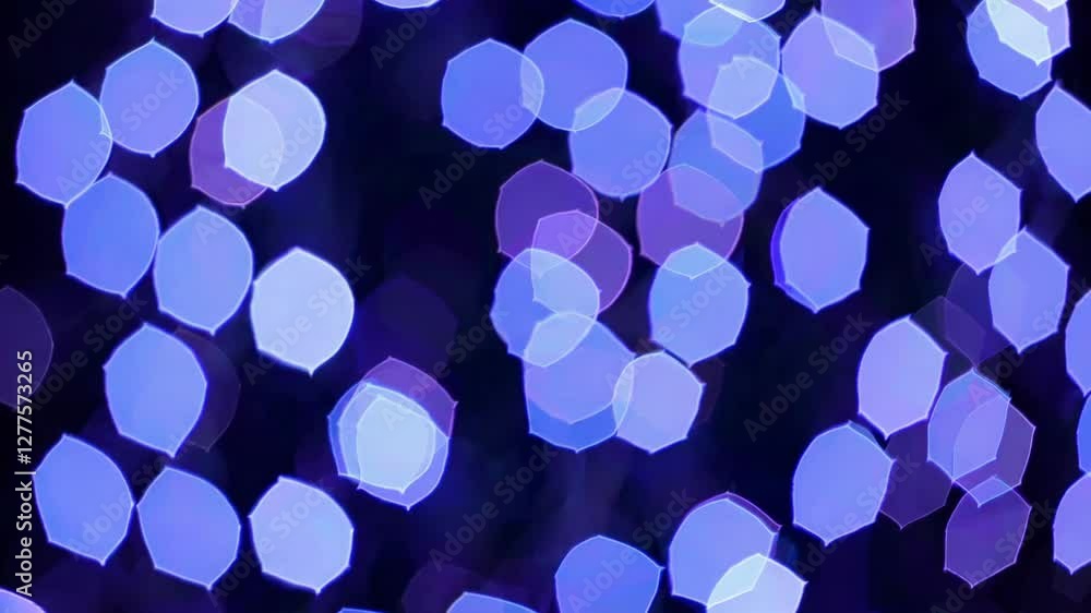 Poster colorful bokeh lights overlapping in hexagonal shapes on a dark background. festive holiday abstract