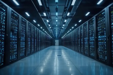 A conceptual view of big data technology, where digital systems analyze and process enormous amounts of data in real-time across the globe.