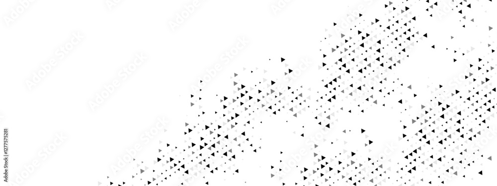 Poster halftone abstract background with triangle mosaic. features a chaotic arrangement of particles, geom