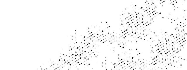 Halftone abstract background with triangle mosaic. Features a chaotic arrangement of particles, geometric linear dot pattern. Vector illustration for banners, posters, websites, social media.