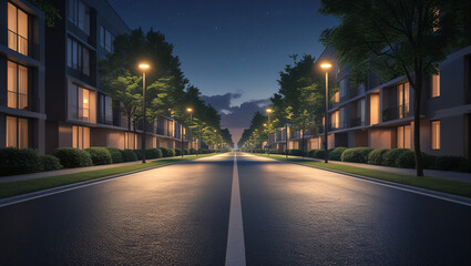 Modern Urban Street &ndash; Nighttime Cityscape