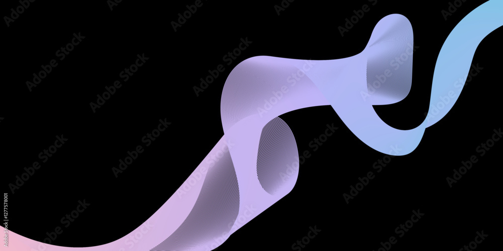 Aufkleber abstract black background with colorful line. modern template abstract design flowing particles digi