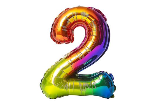 Rainbow foil number two, colorful, shiny, party, decoration