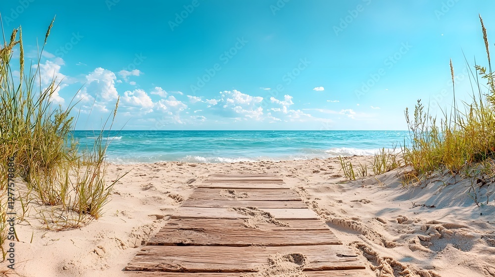 Poster long jump sandpit on beach with footprints and copy space for text photograph of a beach area with a