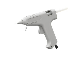 Close-Up Studio Shot of a Gray Glue Gun on a Black Background Detailing Crafting and DIY Projects
