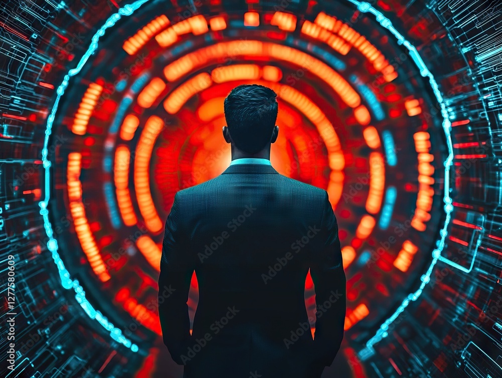 Aufkleber exploring the future business innovation in technology-focused environments abstract visuals profess