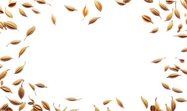 Spiced seeds frame on black background