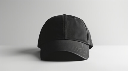 Black baseball cap mockup on neutral background